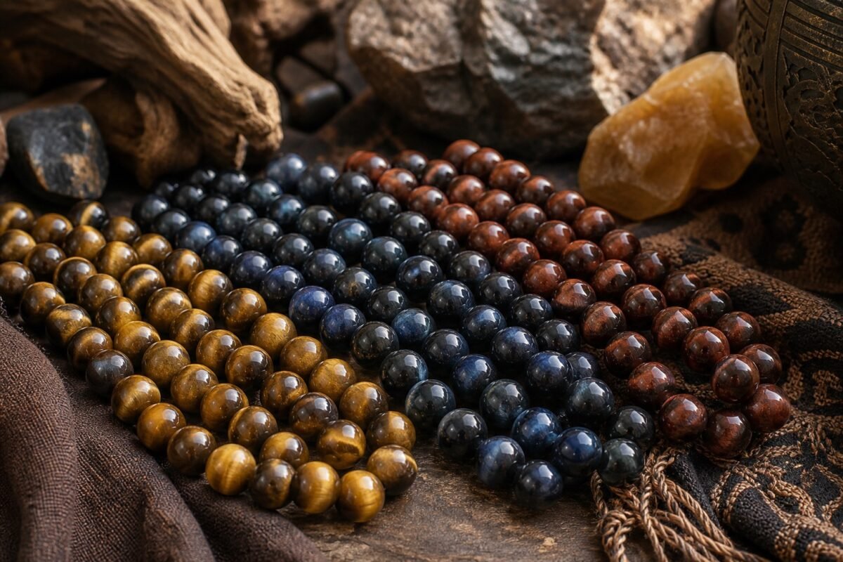 Premium Natural Tiger Eye Loose Beads for DIY Mala