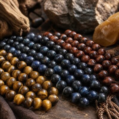 Premium Natural Tiger Eye Loose Beads for DIY Mala