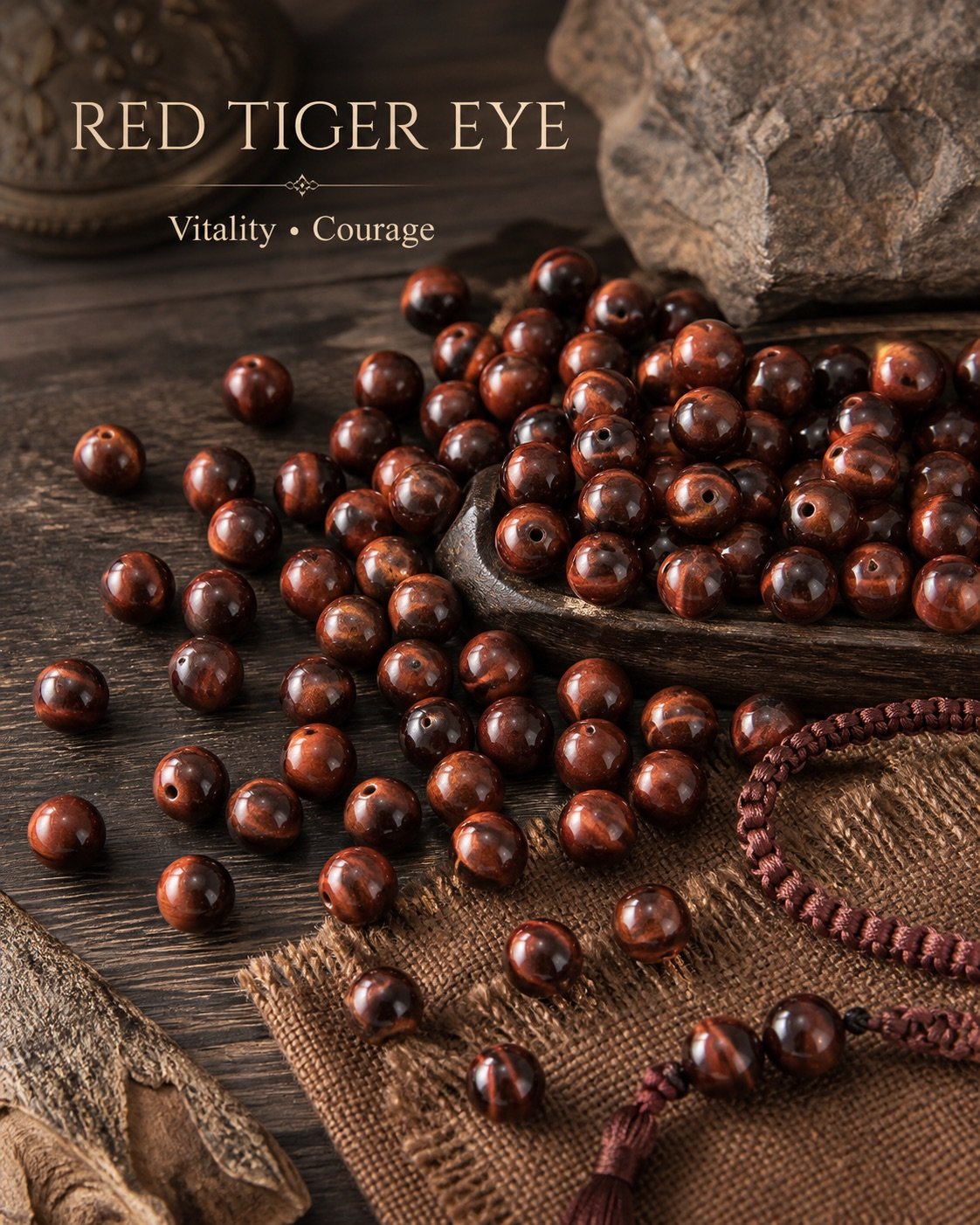 Premium Natural Tiger Eye Loose Beads for DIY Mala