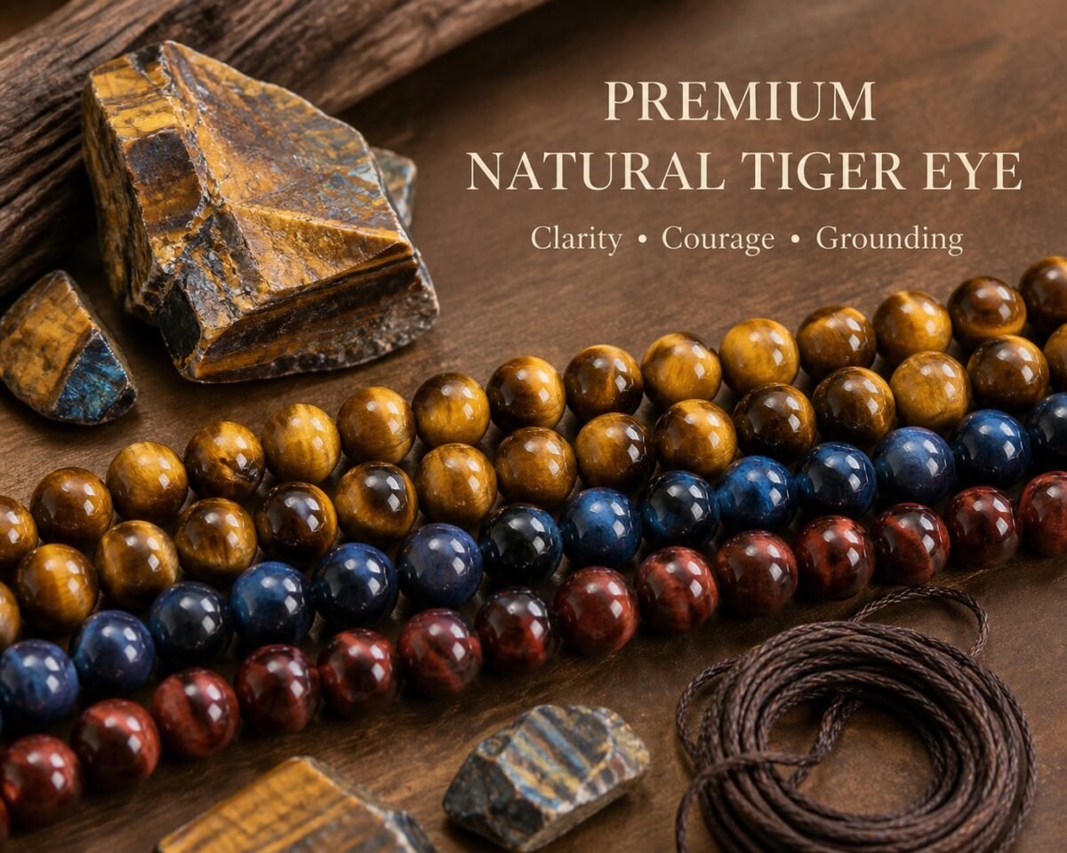 Premium Natural Tiger Eye Loose Beads for DIY Mala