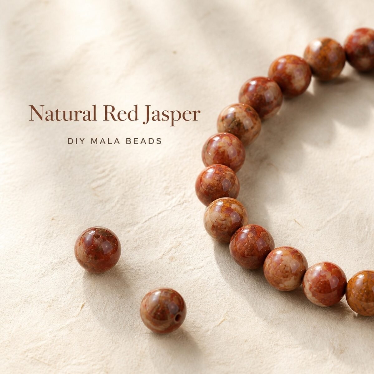 Premium Natural Red Jasper Loose Beads for DIY Mala