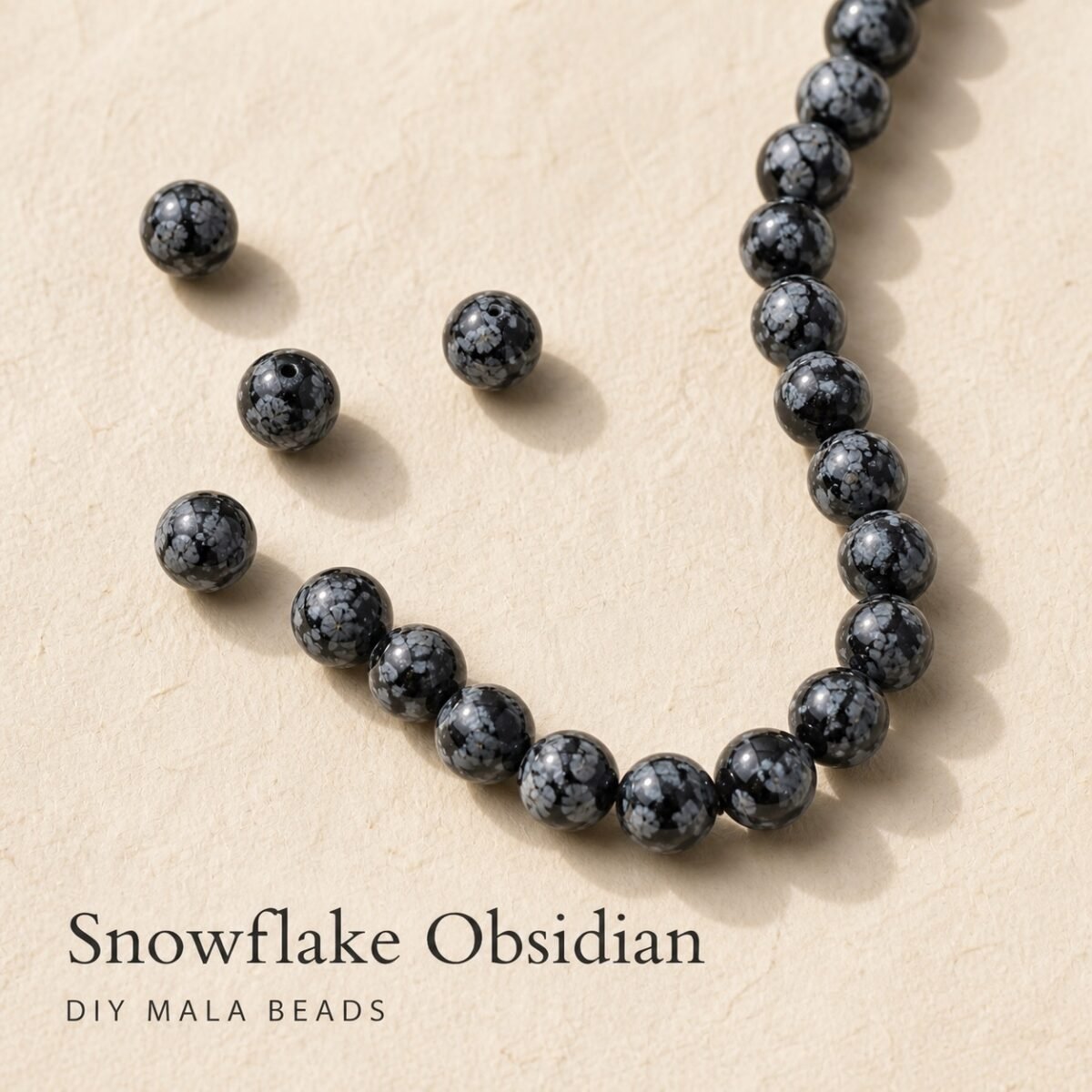 Premium Snowflake Obsidian Loose Beads for DIY Mala