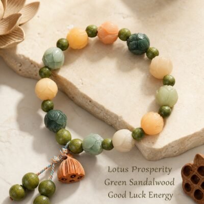 Prosperity Lotus Green Sandalwood Bracelet