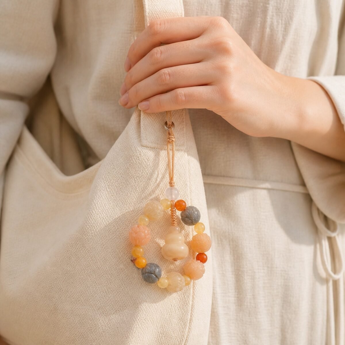 Prosperity Lotus Moss Agate Pendant