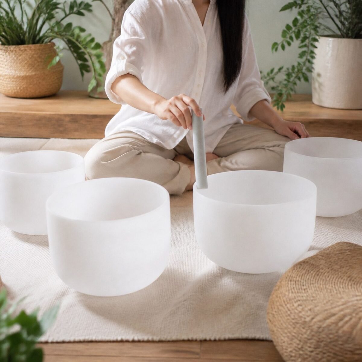 Pure Resonance Frosted Quartz Crystal Singing Bowl