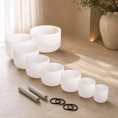 Pure Resonance Frosted Quartz Crystal Singing Bowl