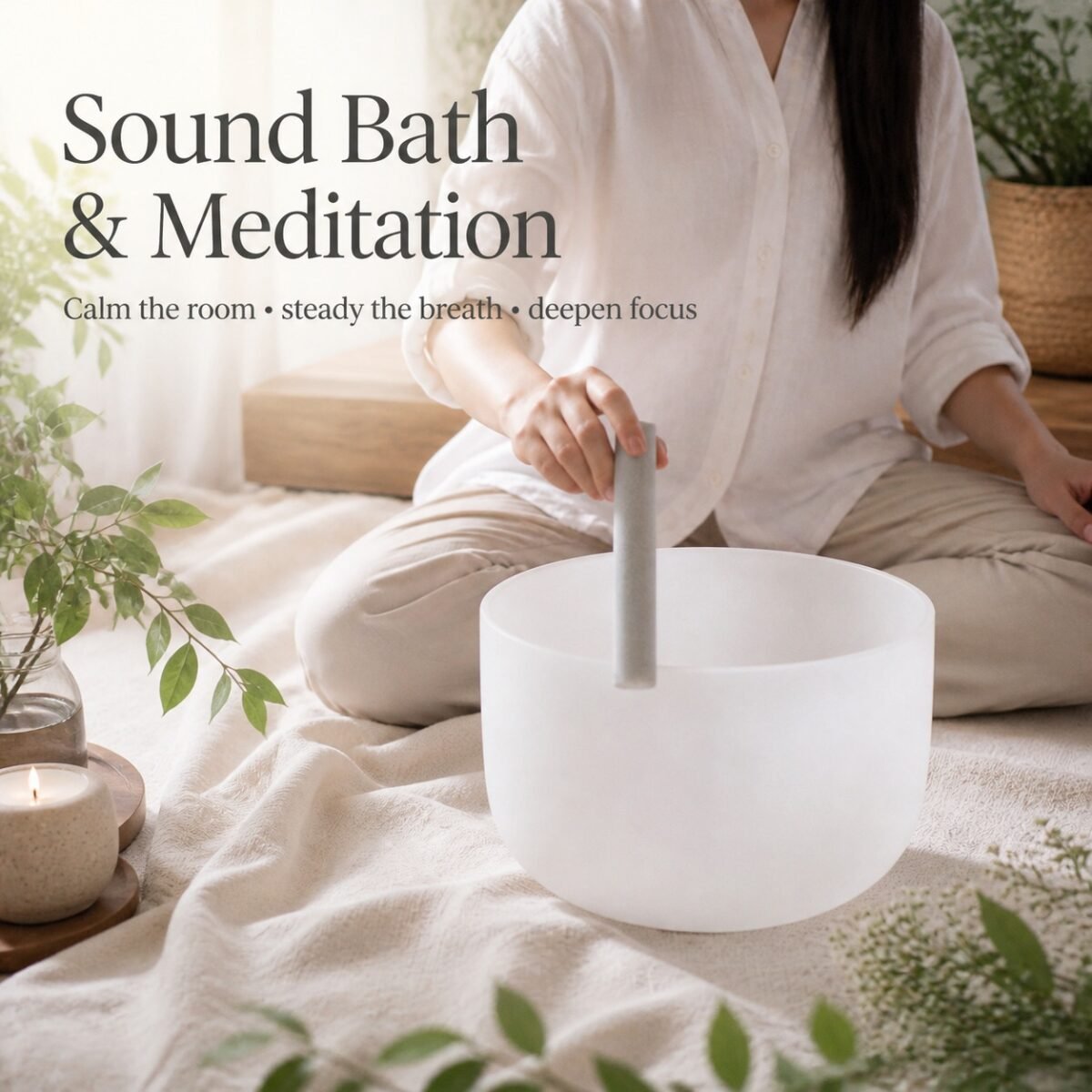 Pure Resonance Frosted Quartz Crystal Singing Bowl