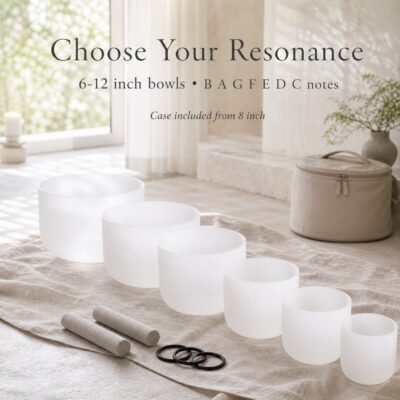 Pure Resonance Frosted Quartz Crystal Singing Bowl