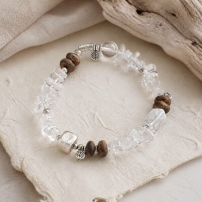 Quiet Breath Clear Quartz & Agarwood Bracelet
