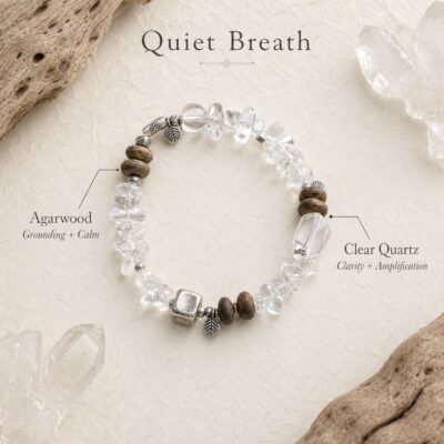Quiet Breath Clear Quartz & Agarwood Bracelet