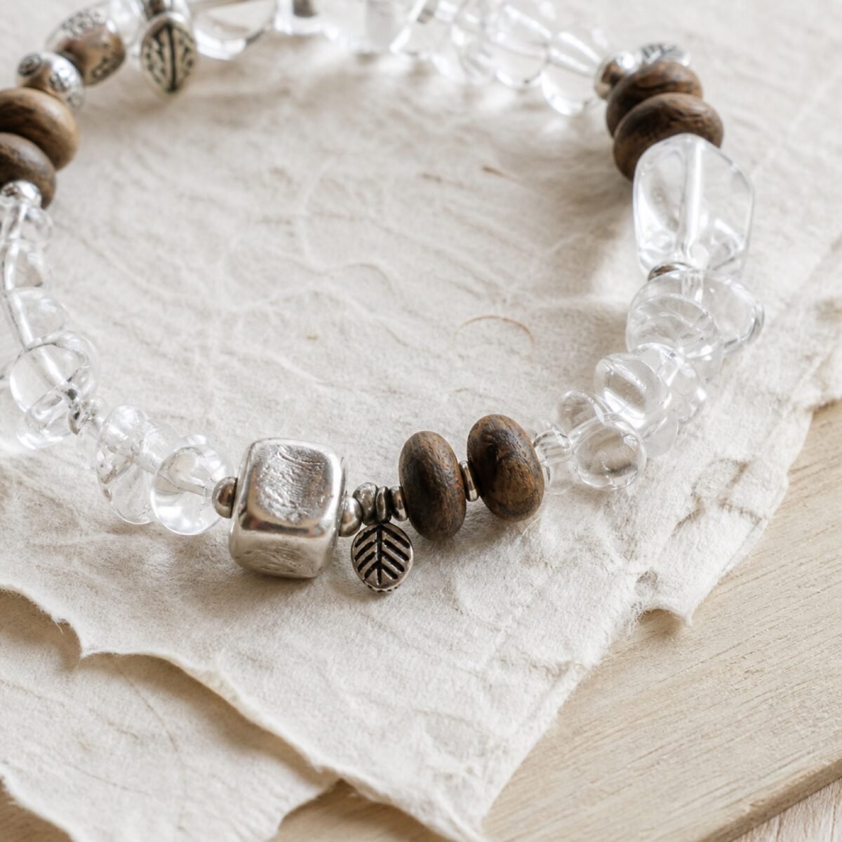 Quiet Breath Clear Quartz & Agarwood Bracelet