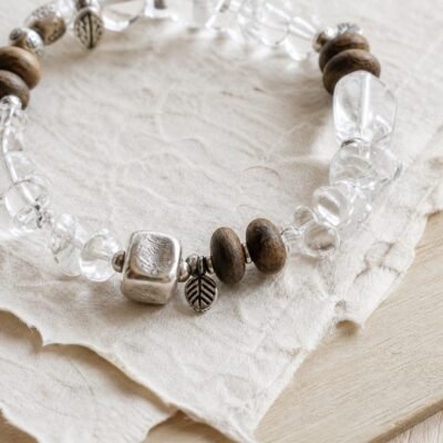 Quiet Breath Clear Quartz & Agarwood Bracelet