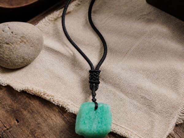 raw-crystal-talisman-pendant-collection-06-amazonite Amazonite raw crystal pendant with adjustable black braided cord