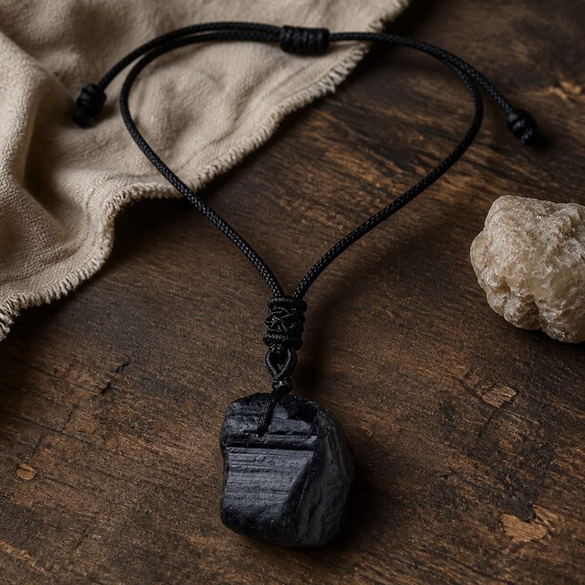 raw-crystal-talisman-pendant-collection-09-black-obsidian Black obsidian raw crystal pendant on adjustable black braided cord
