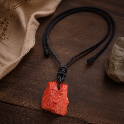 raw-crystal-talisman-pendant-collection-10-red-jasper Red jasper raw crystal pendant on adjustable black braided cord