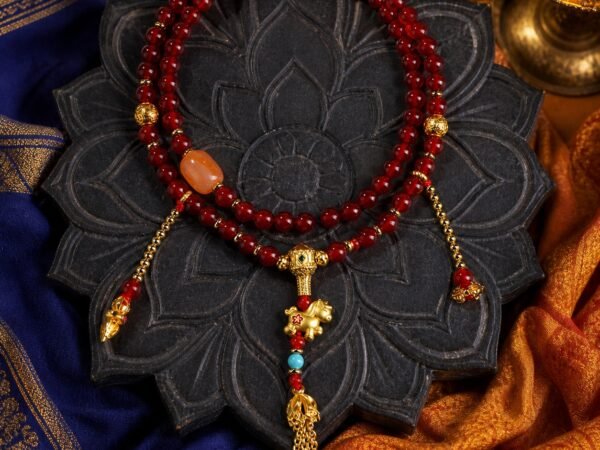 Red Agate Fortune Charm Mala