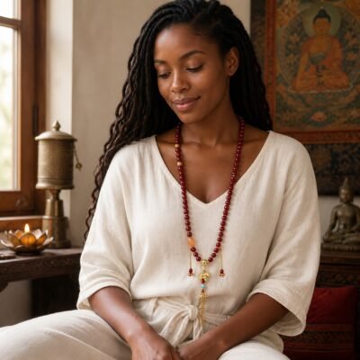 red-agate-fortune-charm-mala-wear-dark Red Agate Fortune Charm Mala
