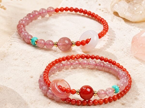 red-agate-strawberry-quartz-vitality-bracelet-01-main Red Agate Strawberry Quartz Vitality Bracelet