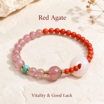 Red Agate Strawberry Quartz Vitality Bracelet