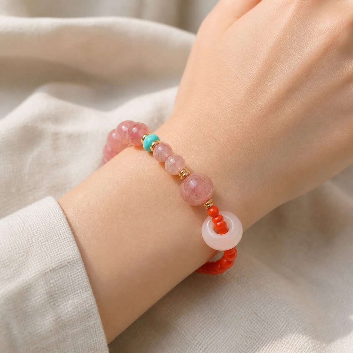 Red Agate Strawberry Quartz Vitality Bracelet
