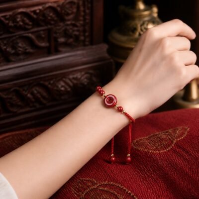 Red Cinnabar Peace Knot Bracelet