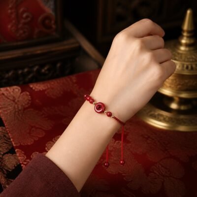 Red Cinnabar Peace Knot Bracelet