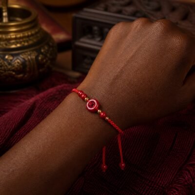 Red Cinnabar Peace Knot Bracelet