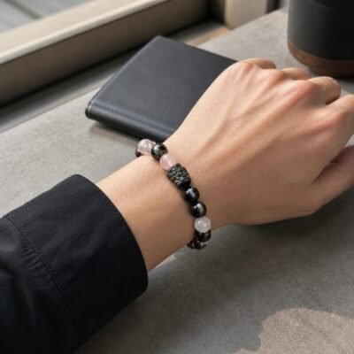 rose-shadow-pixiu-couple-crystal-bracelet-set-03-mens-wearing Rose Shadow Pixiu Couple Crystal Bracelet Set