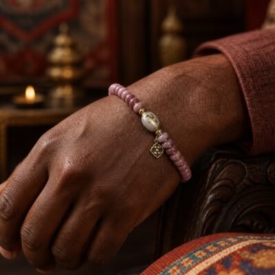 Rose Dawn Carved Accent Tibetan Prayer Bracelet