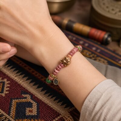 Rose Dawn Carved Accent Tibetan Prayer Bracelet