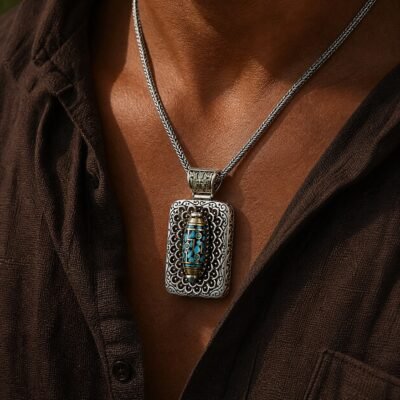 Rotating Dzi Bead Protection Amulet Necklace