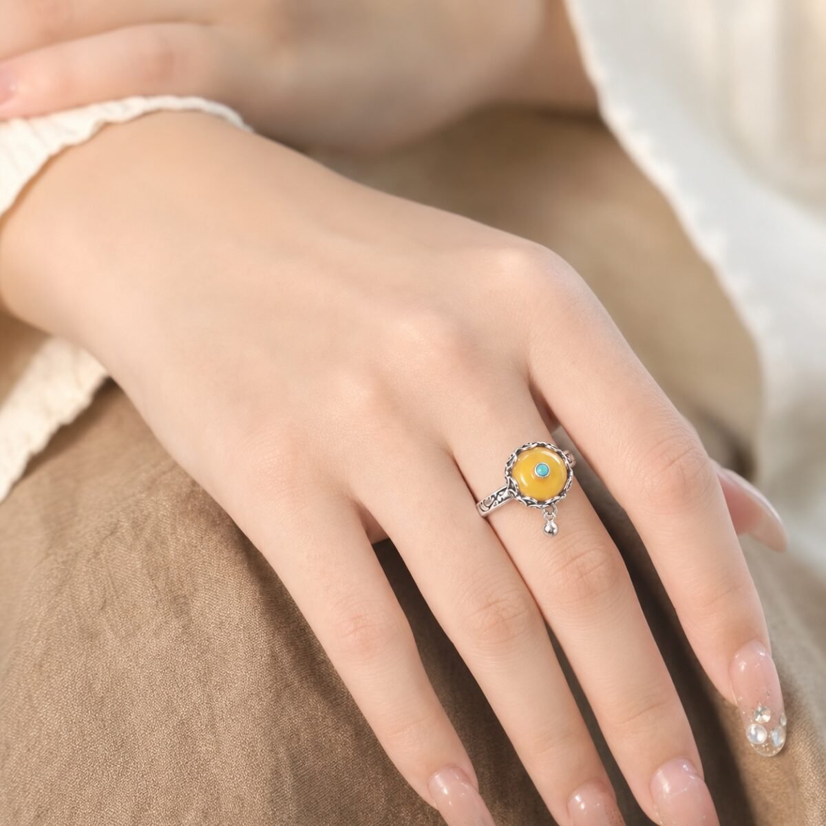 Rotating Prayer Wheel Protection Ring