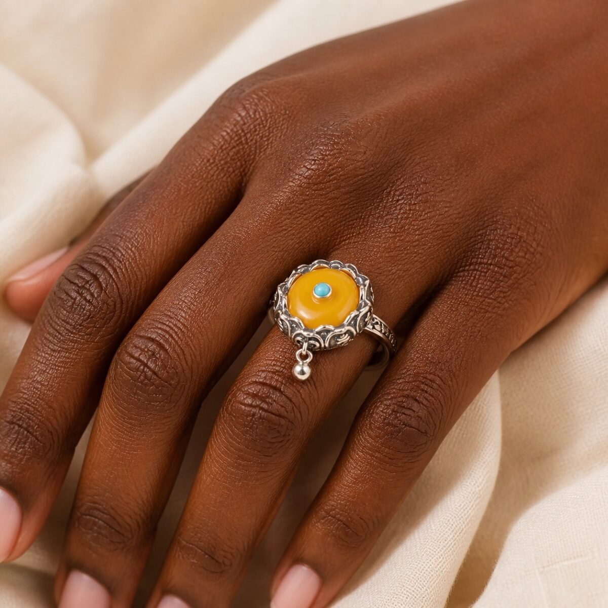 Rotating Prayer Wheel Protection Ring