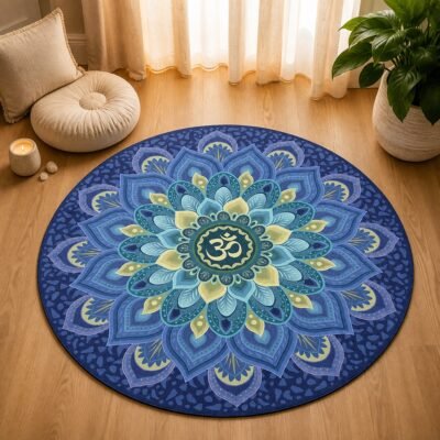 Round Mandala Meditation Mat with circular mandala design