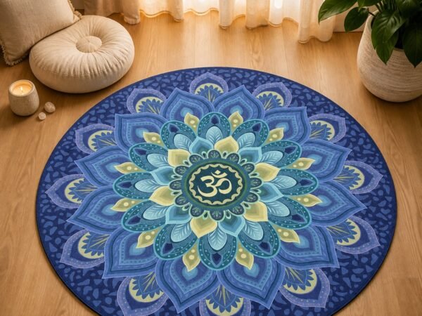 Round Mandala Meditation Mat with circular mandala design