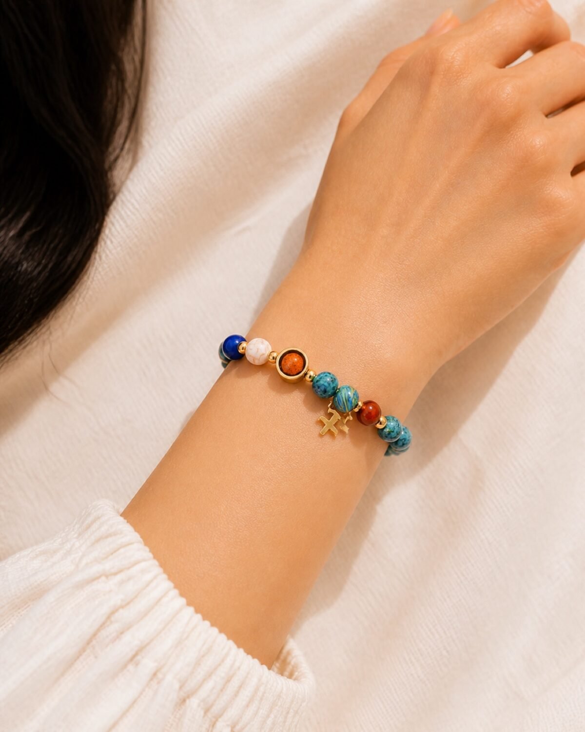 Sagittarius Blue Horizon Zodiac Stone Bracelet