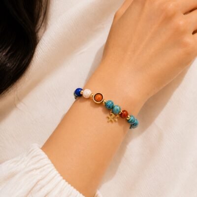 Sagittarius Blue Horizon Zodiac Stone Bracelet