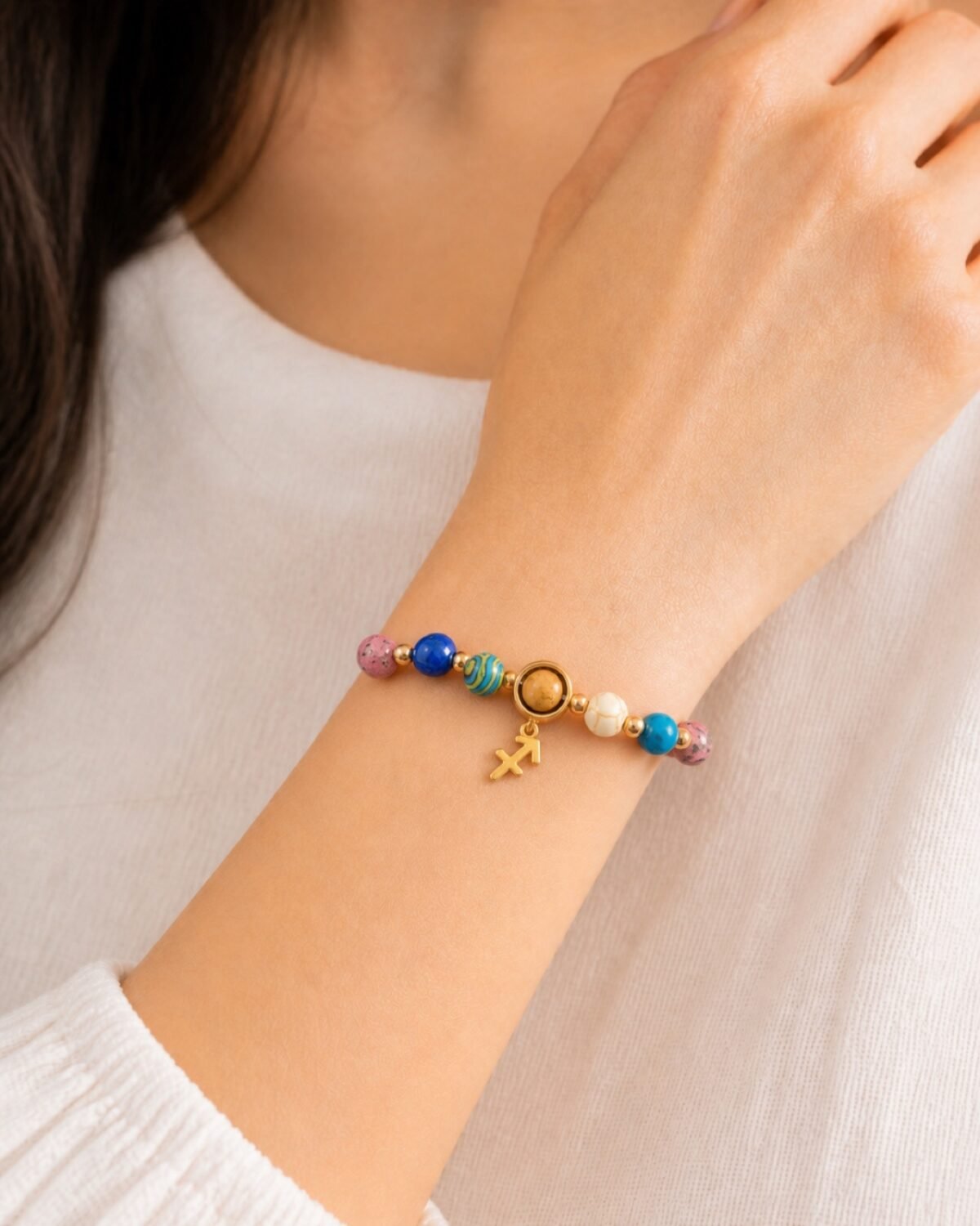 sagittarius-pink-light-skin Sagittarius Rose Zodiac Totem Bracelet
