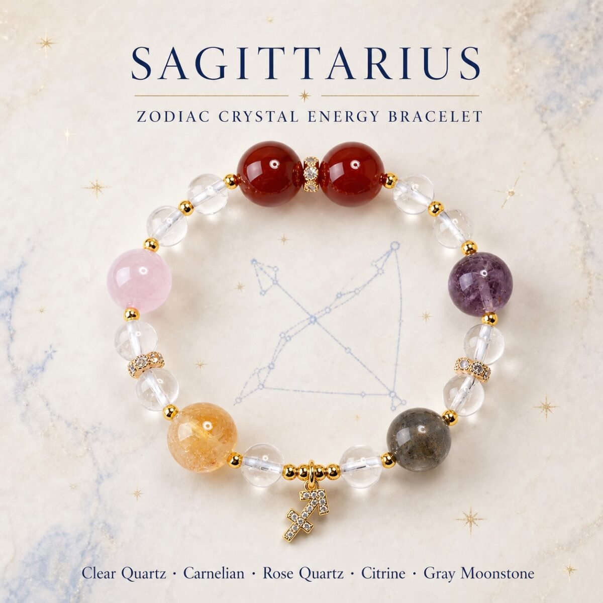 Sagittarius Open Horizon Zodiac Crystal Bracelet