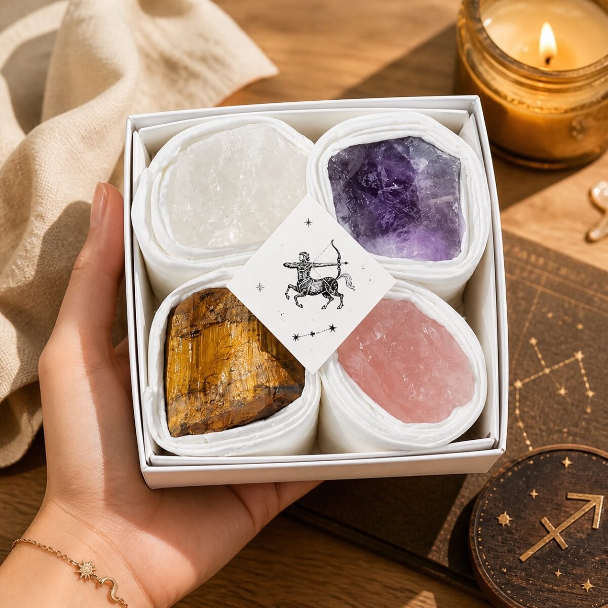 Sagittarius Four Raw Crystal Gift Set