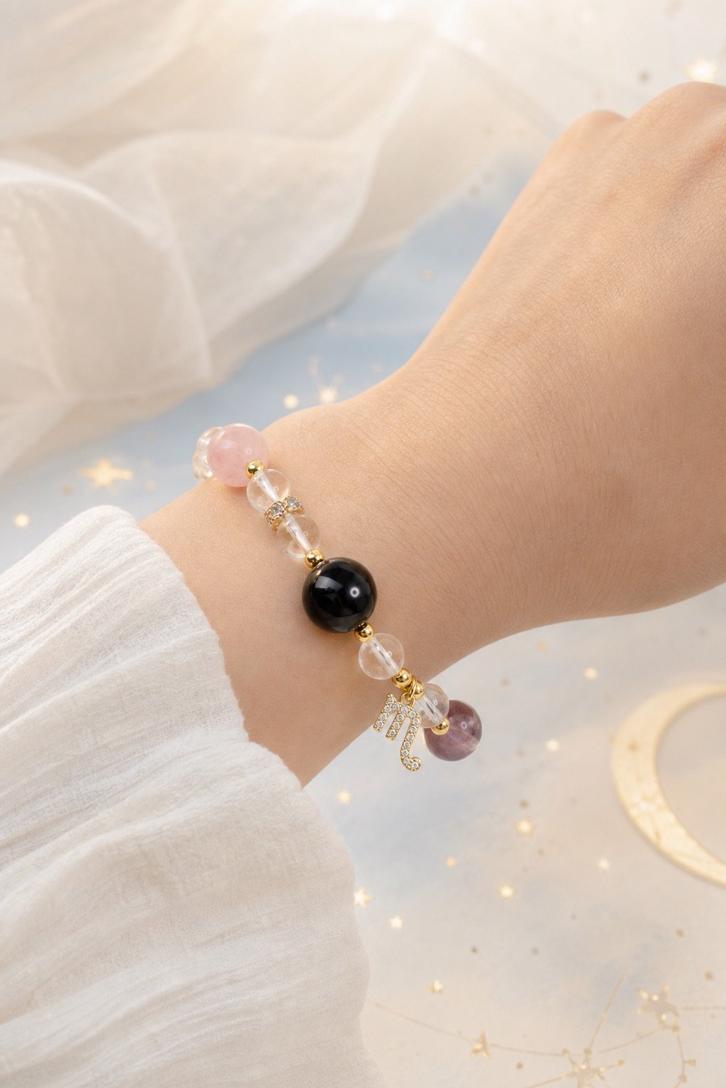 Scorpio Shadow & Gold Zodiac Crystal Bracelet