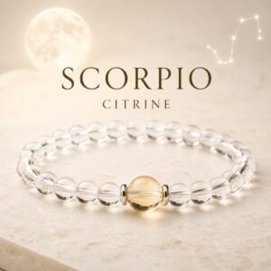 Scorpio birthstone bracelet with Citrine and clear quartz beads
