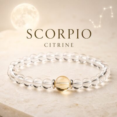 Scorpio birthstone bracelet with Citrine and clear quartz beads