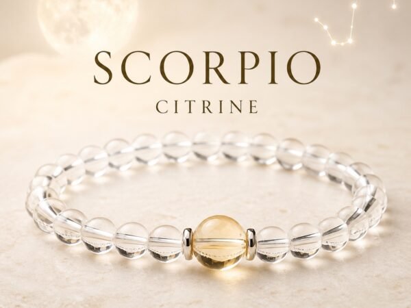Scorpio birthstone bracelet with Citrine and clear quartz beads