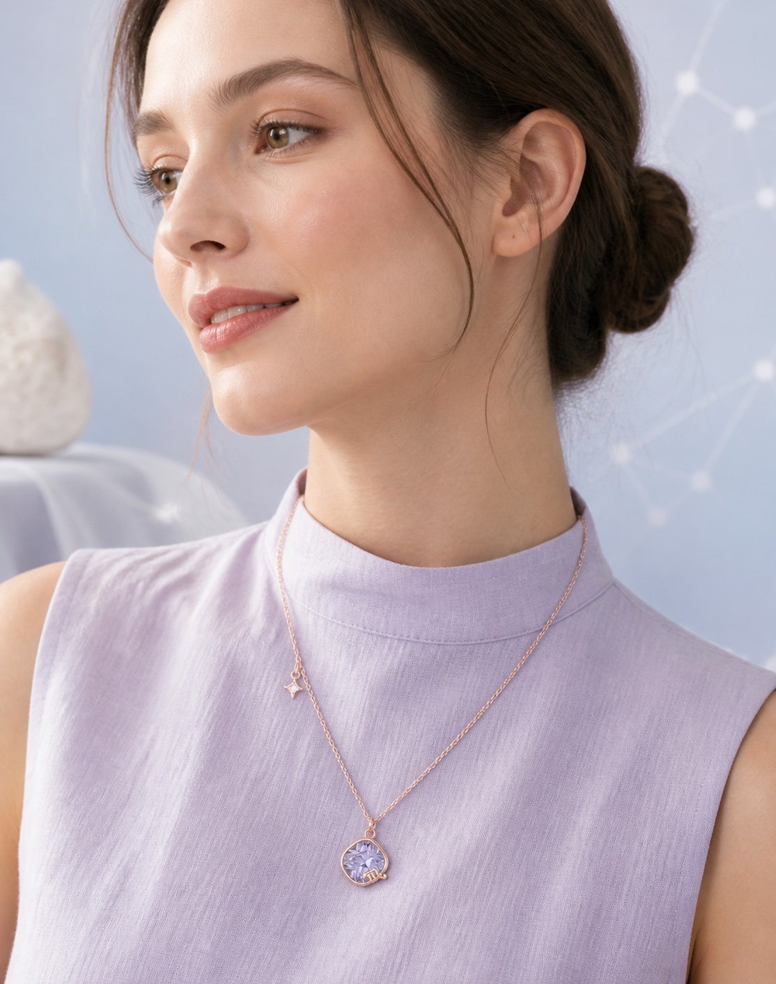 Scorpio Rose Gold Crystal Zodiac Necklace