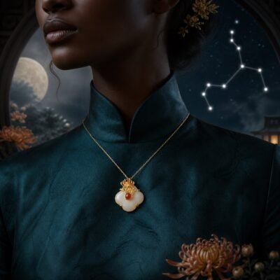 Scorpio Eastern Zodiac Guardian Flower Goddess Necklace – Chrysanthemum