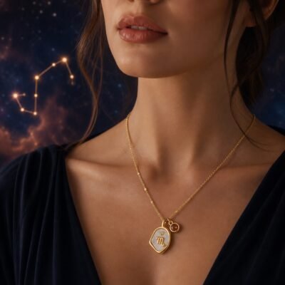 scorpio-pearlescent-zodiac-birthstone-necklace-02-worn-light Scorpio Pearlescent Zodiac Birthstone Necklace