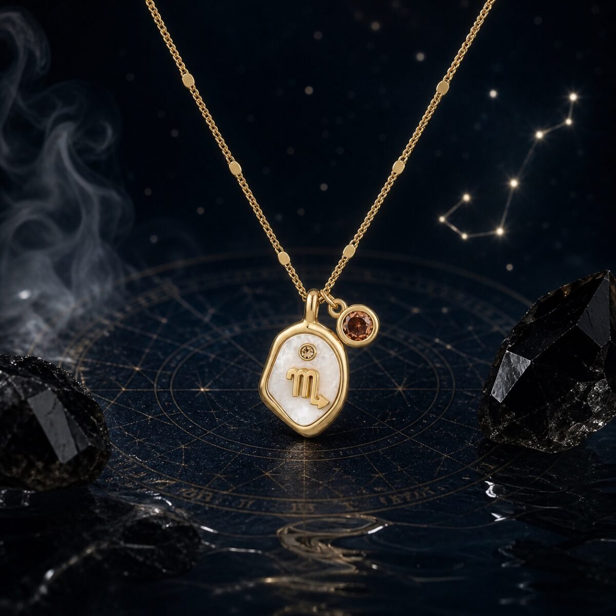 scorpio-pearlescent-zodiac-birthstone-necklace-04-zodiac-totem Scorpio Pearlescent Zodiac Birthstone Necklace