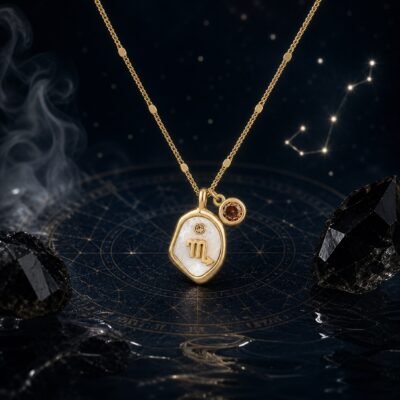scorpio-pearlescent-zodiac-birthstone-necklace-04-zodiac-totem Scorpio Pearlescent Zodiac Birthstone Necklace