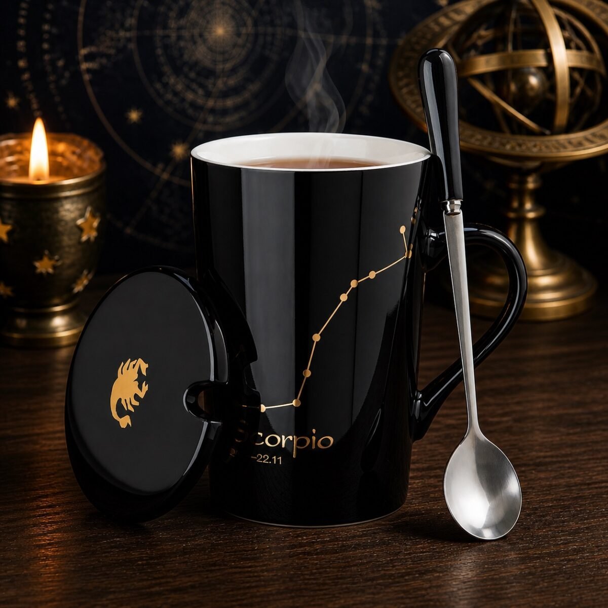 Scorpio Zodiac Constellation Ceramic Mug & Spoon Set